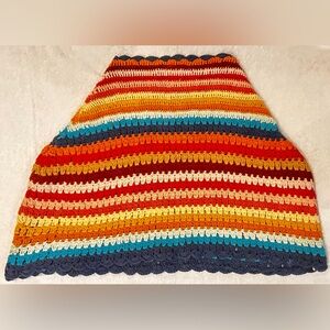 Anthropologie A-Line Skirt: Fitted Waist Multicolored Knit Stripe Pattern